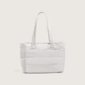 Minimalist quilted puffy tote bag, casual daily shoulder bag with multiple compartments for women. - Gray