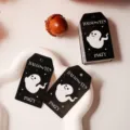 Halloween cute ghost paper gift tags set, black holiday party decorative hanging labels. - New 6 / 50 Pieces