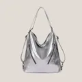 Silver metallic hobo tote bag large capacity casual shoulder bag for women daily commute - 34*16*36 / Silver