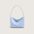 Light blue nylon underarm shoulder bag, minimalist casual commute hobo handbag for women. - Blue