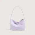 Minimalist solid color nylon underarm shoulder bag for women, casual daily commuter handbag. - Purple