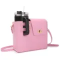 Pink crossbody bag with cup holder, casual shoulder bag for women, stylish daily commuter purse. - Pink