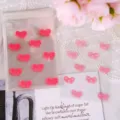 Süße rosa Schleife Selbstdichtende Beutel Geschenkverpackung Kekstüten Ästhetisches Detail - Rosa Schleife / 50 Stück
