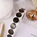 Rotolo di adesivi di ringraziamento nero e oro per confezioni regalo, sigilli nuziali e buste commerciali. - 500 Pezzi/Confezione / Nero