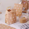 Buste di carta kraft con motivo a stelle bianche, grande capacità di stoccaggio e regali. - Pentagramma / 13x8x24cm