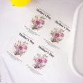 Etiquetas adhesivas de regalo rectangulares día de la madre ramo claveles 4 pcs - Diseño de Clavel / 4 Piezas/Hoja (Individual 6*8cm)