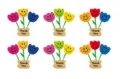 Bunte fröhliche Tulpen Danke Aufkleber 6Stk für DIY Geschenkbox Verpackung Deko Sticker - Blumen-Smiley-Stil / 6 Stück/Set