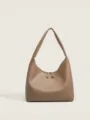 Sac à épaule élégant en cuir PU pour femme, sac cabas souple et décontracté couleur kaki. - Couleur Thé au Lait