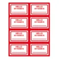Red border hello my name is name stickers set of 8 pieces children school stationery label. - 8 Pieces/Pack / Red