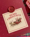 Adesivo vintage Babbo Natale con slitta, carta decorativa per confezione regalo festiva. - Modello per anziani / Set da 4