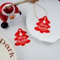 Christmas tree gift hanging tags red metal or paper tags with festive holiday blessing text details. - Red Christmas Tree