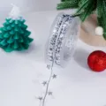Cinta de estrellas plateada para decoración de árbol de Navidad, envoltorio de regalos. - 2.5cm Plateado