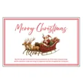 Square Christmas greeting card featuring vintage Santa Claus and sleigh illustration with holiday wishes. - Sleigh Santa Style / 11x7cm (30 Sheets)