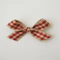 Nastro con fiocco a quadri rosso e bianco per confezioni regalo, decorazioni natalizie e fai da te. - Larghezza 1.6cm, Lunghezza 15 Yardas (Stile D)