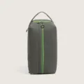Minimalist water-resistant PU toiletry bag with contrast zipper, large capacity storage handbag. - Olive Green