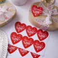 Red love heart stickers for Qixi festival gift wrapping and sealing, DIY floral packaging - 6 Pieces/Sheet (Single 5*5cm)