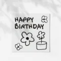 Minimalist ins style happy birthday greeting card for flower bouquet gift message. - 50 Sheets