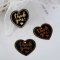 Schwarze herzförmige Danke-Geschenkanhänger mit Goldfolienprägung, elegante Etiketten für Souvenirs. - 100 Stück / Schwarz