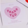Biglietto d'auguri di ringraziamento con cuore rosso di San Valentino per confezioni regalo. - Cuore Rosso Rosa / Confezione da 50 Pezzi