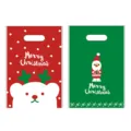 Weihnachtsgeschenk Tüten Set Kunststoff Stanzgriff rot grün Feiertag Verpackung 50 Stk - Weihnachten Rentier Weihnachtsmann Stil (Bodenfalte) / 50 Stück/Packung (16x27cm)
