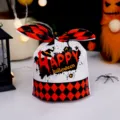 Halloween bunny ear candy plastic gift bag with red black diamond pattern for party - Style B