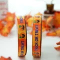 Nastro stampato di Halloween per confezioni regalo, creazione di fiocchi e decorazioni festive. - Un Rotolo 25 Yard (Circa 22m) / Arancione