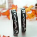 Black Halloween printed ribbon for gift wrapping, holiday bow making, and party decoration. - One Roll 25 Yards (Approx. 22m) / Black