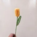 Handmade crochet yellow tulip flower finished product, knitted yarn floral decor for gifts. - Yellow