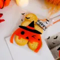 Halloween candy self-adhesive bag with cute pumpkin pattern for cookie and gift packaging. - 100 Pieces/Pack (10x10+3cm) / Transparent Orange