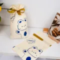 Cute cartoon bear drawstring plastic gift bags for children's day party favors packaging - Blue Cute Bear Style (Style C) / 50 Sheets