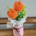 Handmade Crochet Tulip Flower Pot Woolen Knitted Bouquet Birthday Gift For Bestie - Six Colors