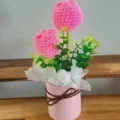 Handgemaakte gehaakte tulp in pot schattig gebreid bloemen emmertje cadeautje voor vriendin - Eén kleur