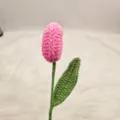 Handgemaakte gehaakte gesloten tulp garen bloem kunstmatige bloemenboeket voor huisdecoratie - Felroze