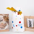 Bolsa de regalo con cordón, topos de colores, cinta dorada y texto de agradecimiento. - Estilo Lunares de Colores Blanco (Estilo F) / 50 Hojas