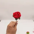 Handmade crochet red rose flower knitted wool yarn floral gift craft home decor variant - Small Rose