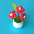 Handmade crochet potted flower mini knitted floral desktop car home decor ornament - Red