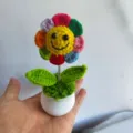 Plante en pot de fleurs smiley coloré au crochet fait main décoration de bureau - Soleil Souriant Coloré