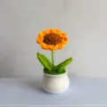 Handmade crochet sunflower potted plant, perfect table decoration and cute gift details. - Single Head