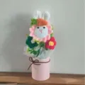 Bouquet di fiori di coniglio all'uncinetto fatto a mano vaso regalo decorazione - Coniglio Girasole