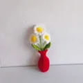 Handgemaakte gehaakte madeliefjes bloempot gebreid boeket kunstplant home decor cadeau - Rood