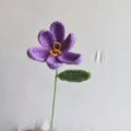 Handmade crochet purple flower bouquet gift single stem knitted flower home decoration table decor - Purple