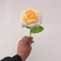 Handcrafted crochet rose flower gift DIY handmade wool knitted bouquet home decor ornament - Gradient Yellow