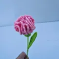 Handgefertigte gehäkelte rosa Nelke Detailansicht, ideal für Muttertag Geschenk und Raumdeko. - Verlauf Rosa