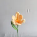 Handmade crochet yarn artificial tulip flower single stem home decor gift craft piece - Apricot Yellow