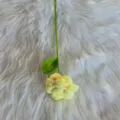 Handmade crochet yellow rose single stem artificial knit flower home decor gift detail view - Yellow