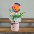 Pianta in vaso di girasole all'uncinetto fatta a mano simpatico bouquet di lana regalo - Girasole Sorridente