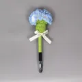 Handmade crochet carnation pen, knitted flower signature pen, cute wool gift for daily writing. - Gradient Blue