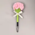 Handgemaakte gehaakte anjer gelpen detail, schattig bloemig kantoorbenodigdheden cadeau, inkt. - Roze
