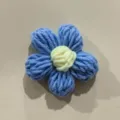 Handmade crochet flower knit wool puff flower DIY clothing accessories 6cm blue yellow craft - Blue
