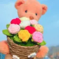 Handgemaakte gehaakte berenbloemenboeket pluche pop cadeau voor verjaardag afstuderen bureau decor. - Geassorteerd